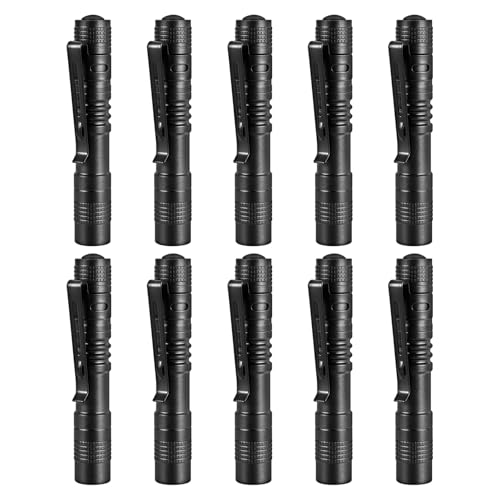Tileon Led Pen Light, 10 Pcs Mini Pen Flashlight Tactical Powerful Small penlight Torch Pocket Flashlight for Camping, Hiking