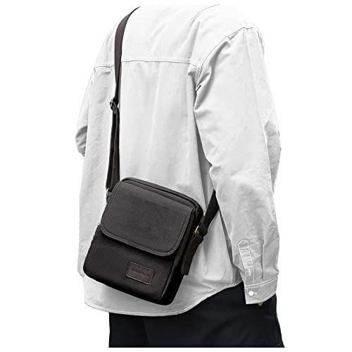Small Crossbody Bag for Men,Vintage Canvas Messenger Shoulder Bags Crossbody Satchel Bag Men's Side Bags Women Over the Shoulder Purse for Phone Passport Bolsos Para Hombre Black Grey