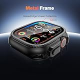 Goton Metal Case Compatible for Apple Watch Ultra 2 2024 Ultra Screen Protector 49mm, Rugged Bumper Tempered Glass 49 mm with Back Cover Natural Titanium