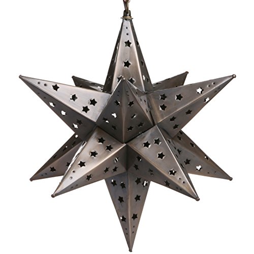 16 Inch Mexican Hanging Tin Star Light - Star Cut