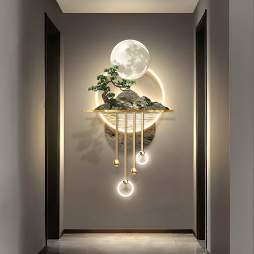 XQDYSG 3D Wall Sculptures Painting Hanging Plug-in Power Supply Home Decor Wall 3D Wall Art Decoration - LED for Living Room, Office Bedroom, Hotel Decor(Stylle A,23.62 * 49.21)