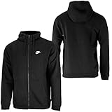 Nike Men's Sportswear Full Zip Club Hoodie, Black/Black/White, Large