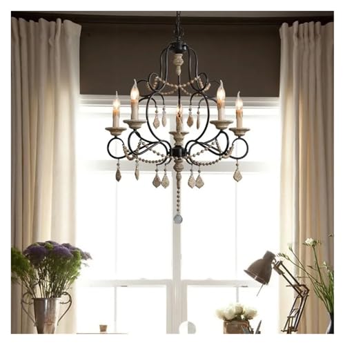 European Solid Wood Iron Chandelier for The Living Room Dining Room Bedroom Corridor Clothing Store Chandelier