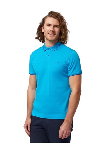 Harmont & Blaine LNL010021148 Short Sleeve Polo Shirt with Contrasts, Turquoise, Large