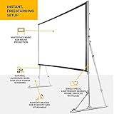 KODAK 150” Portable Projector Screen W/Stand - Fast Fold White Projection Backdrop for Outdoor & Indoor Movies with Tripod, Outdoor Stability Kit, & Black Storage Carry Case