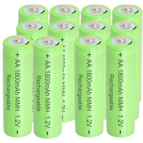 12 Count Ni-MH 1.2V AA 1800mAh Rechargeable Batteries Double A Batteries Precharged for Wireless Mouses, Alarm Clock,Outdoor Solar Garden Landscaping Lights