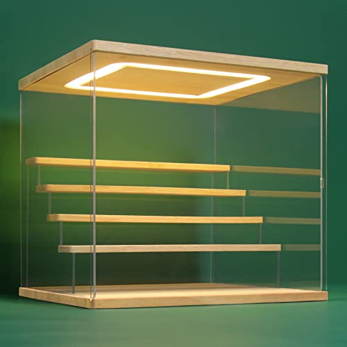 NONEMEY Clear Acrylic Display Case Stand with LED Light 2/3/4/5/6 Tier Storage Box Showcase Dustproof Organizer Box for Collectibles (5Tier 12.4*12.2*12inch )