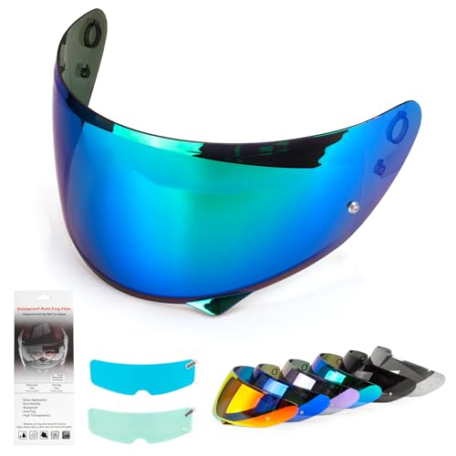 XINGWU Motorcycle Helmet Visor Replacement for HJ-34P Tinted C10 Helmet Visor with Anti-fog Rainproof Film UV Protection Pinlock HJ-34P Face Shield (Deep Green)