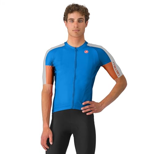CASTELLI Entrata 6 Short-Sleeve Jersey - Men's, Azzurro Italia/Silver Gray/Mocha, M