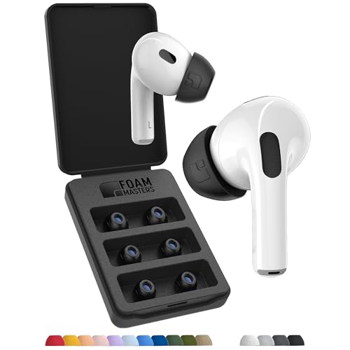 Foam Masters Ultra-Premium Memory Foam Ear Tips for AirPods Pro 1st & 2nd Gen | 3 Pairs | Black Magic Version 6.0 | Comfortable | Secure | Better Noise Cancellation | Replacement Buds