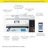 Epson EcoTank ET-15000 Wireless Color All-in-One Supertank Printer with Scanner, Copier, Fax, Ethernet and Printing up to 13 x 19 Inches, White