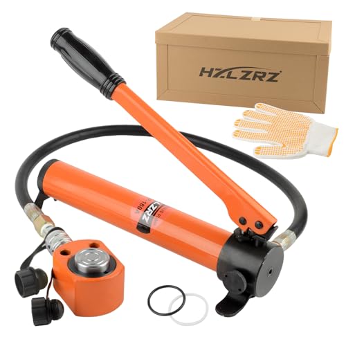 HZLZRZ 20 Ton Hydraulic Cylinder Jack with CP-180 Manual Hydraulic Hand Pump and Porta Power Kit - Industrial Mini Hydraulic Pump Cylinder for Machinery and Shipbuilding (RMC/201)