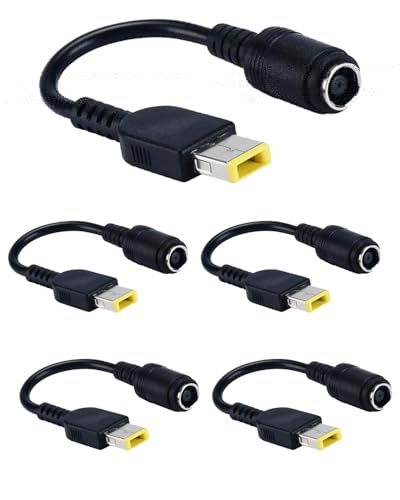 RAINSUNG Tip Charger Power Supply Adapter Converter Cable Cord for Lenovo 45w 65w 90w, Standard Power Cable Slim Yellow Square Connector for Lenovo THINKPAD X1 X240 Lenovo Ideapad Yoga 2 2-5PACK