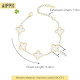 AIPPK 18K Gold Plated Bracelet Gold/White/Black Clover Bracelet Set for Women Four Leaf Lucky Bracelets Jewelry Gifts for Women