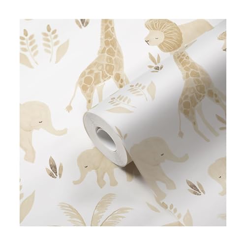 Crane Baby Safari Wallpaper for Nursery, Gender Neutral Jungle Animal Print, Wallpaper for Kids Room, Safari Animal Decor, 20.9 X 270