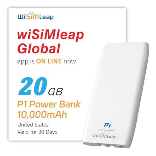 Mobile Hotspot Device with Power Charger for Global Travel 4G Router with 10000mAh Charging Battery No Roaming fee Built-in SIM Card Travel Portable WiFi Hotspot Power Bank Mobile WiFi 20GB for USA