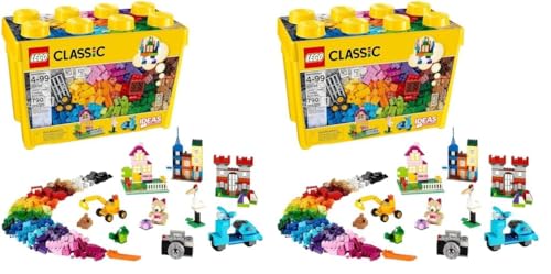 Lego Classic Large Creative Brick Box 10698 Building Toy Set, Toy Storage Solution for Home or Classrooms, Interactive Building Toy for Kids, Boys, and Girls (Pack of 2)