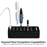 SABRENT 36W 7 Port USB 3.0 Hub with Individual Power Switches and LEDs Includes 36W 12V/3A Power Adapter (HB-BUP7)