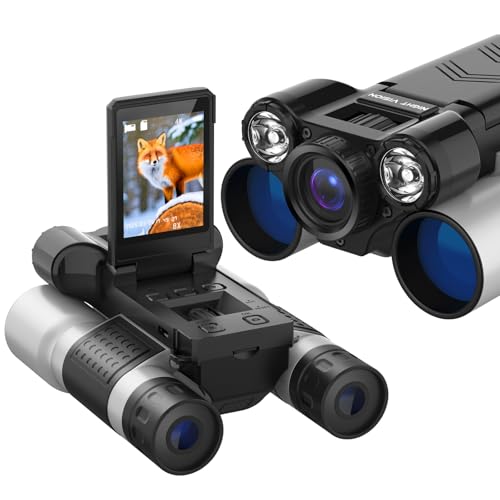 2.4" Binoculars Goggles for Adults and Kids: 32GB Infrared Binocular with 12X Zoom, Waterproof, Low Light Vision for Bird Watching, Hiking, Hunting, Travel, Sightseeing
