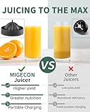 Electric Juicer Rechargeable,Portable Kitchen Gadget for making Orange Juice,Squeezing Oranges,Lemons,Kiwi Fruit,Grapefruits,and Citrus Juices.Comes with USB charging and a Cleaning Brush(White)