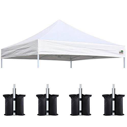 Eurmax USA New 10x10 Pop Up Canopy Replacement Canopy Tent Top Cover, Instant Canopy Top Cover ONLY, Choose 30 Colors,Bonus 4PC Pack Weight Bag (White)