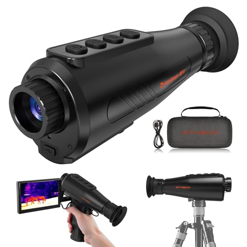 Thermal Monocular, 384x288(50HZ) Night Vision Monocular with 8× Digital Zoom, 1.43-inch AMOLED Screen, IP66 Thermal Imaging Monocular for Outdoor with Wi-Fi Hotspot/STA/MIC