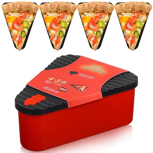 Hemoton Silicone Pizza Storage Container with 4 Spacers, Reusable Leftover Pizza Box for Kitchen Use, Airtight Food Container for Freezer and Refrigerator, 9.96 X 7.87 X 3.93 Inches
