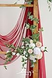 Ling's Moment 2PCS Artificial Floral Swags Arch Flowers Wedding Centerpieces Flower Rose Garland Mantel Greenery Arrangements for Sweetheart Welcome Signs Decor Wall Window Home Decor White & Sage