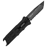 Kershaw Interstellar Pocket Knife, Black Manual OTF Tanto Blade with Serrations, Blackwash Finish with GFN Handle, Bottle Opener & Deep Pocketclip