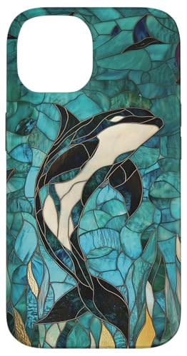 iPhone 14 Majestic Orca Stained Glass 3-D Aesthetic Whale Ocean Lover Case