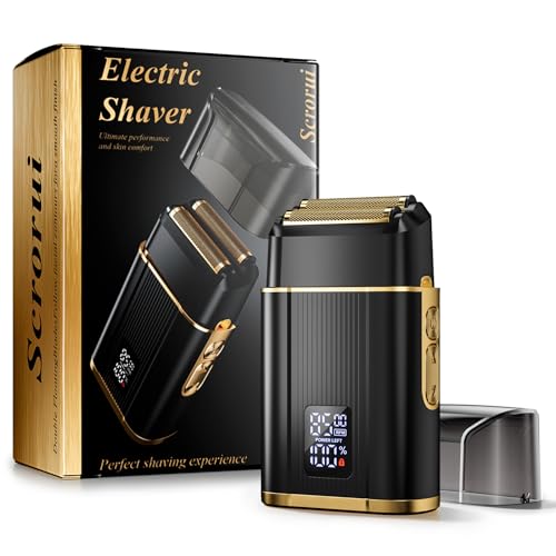 Scrorui Professional Foil Shaver for Men: Cordless Electric Razor with High-Speed Dual Blades, Rechargeable USB-C, IPX6 Waterproof & Travel-Friendly/Home Use