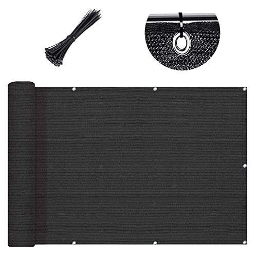 SUNLAX 3'x16' Black Balcony Privacy Screen Fence Windscreen Cover Fabric Shade Netting Mesh Cloth with Grommets UV Protection for Patio, Backyard, Porch, Railing Shield 90% (We Make Custom Sizes)