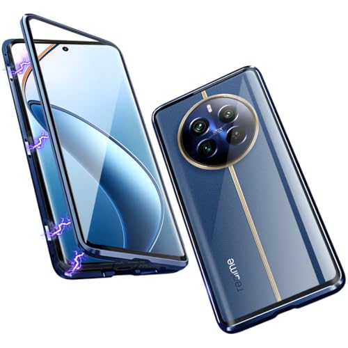 QUIETIP Case for Realme 12 Pro 12 Pro+ Plus 5G Blue | Compatible with, Magnetic Body, Metal Frame, Double Sided, Clear, Tempered Glass, Shockproof, Cover