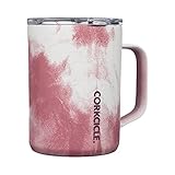 Corkcicle Disney 16 Ounce Coffee Mug Triple Insulated Stainless Steel Cup with Clear Lid and Silicone Bottom for Hot Drinks, Minnie Tie Dye