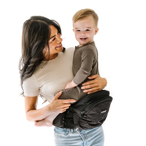 Tushbaby - Safety-Certified Hip Seat Baby Carrier - Mom’s Choice Award Winner, Seen on Shark Tank, Ergonomic Carrier & Extenders for Newborns & Toddlers (Carrier, Black)