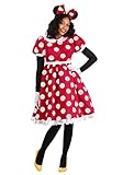 Fun Costumes Authentic Disney Minnie Mouse for Women, Dress with Ears, Gloves & Accessories Small