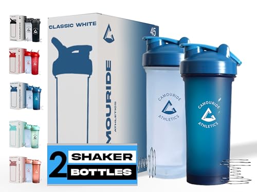 2 PACK, 45 Ounce Shaker Bottle for Protein Mixes | Leak Proof Shaker Cups for Protein Shakes |Shaker Pack | Large Shaker Bottle for Protein Shake, Pre-workout, Creatine, Intra-workout