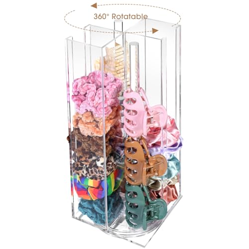 OAOLEER Acrylic Scrunchie Holder Claw Clip Organizer, Hair Ties Display Stand, 4 Tier Hair Accessories Organizer Storage for Bracelets Bangle Watches (Type-B)