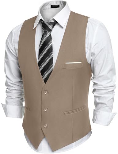 COOFANDY Mens Casual Business Vest Waistcoat Slim Fit Formal Dress Suit Vest