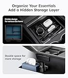 Wigoo 2025 Upgrade Tesla Model 3 Highland Accessories Console Organizer 4PCS Set [Center Organizer/Armrest Organizer/Hidden Storage Box/Cup Mat] Partition Storage for Model 3 (2024-2025) Highland