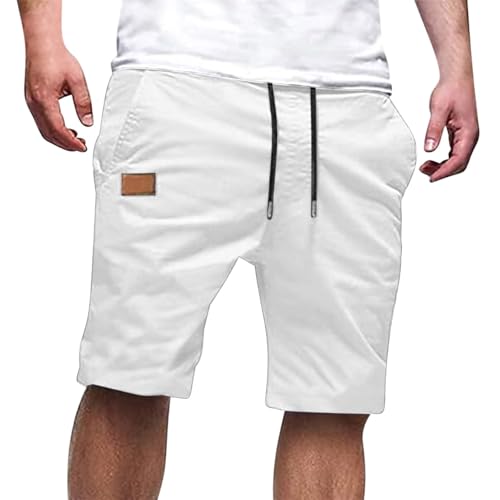Blue Shorts Cargo Shorts for Men Casual Drawstring Elastic Waist Athletic Workout Gym Jogger Short with Pockets