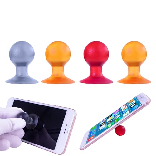 4 Pcs Universal Mini Rubber Octopus Sucker Silicone Bracket Phone Holder Soft Silicone Ball Suction Cup Stand for Mobile Phone Screen Back Cover Repair Disassembly Auxiliary Tool,Random Color