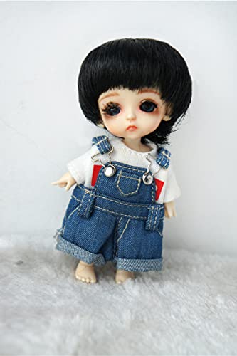 Jusuns Toy Hair D28053 3-4inch 9-10cm Enfant Baby Short Boyish Cut Synthetic Mohair BJD Wigs Lati White Tiny Doll Accessories (Black SM1)