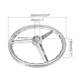 PATIKIL 305mm/12 Inch Diameter Rotary Handwheel, 1 Pack Cast Iron Chrome Plated with Handle for Many Types of Milling Machines and Lathes, Silver Tone