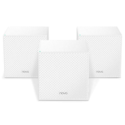 Tenda Nova Mesh WiFi System MW12 - Covers up to 6000 sq.ft - Tri-Band AC2100 Whole Home WiFi Mesh System - Gigabit Mesh Router for 100+ Devices - Dual-Band Mesh Network - 3 Gigabit Ports - 3-Pack