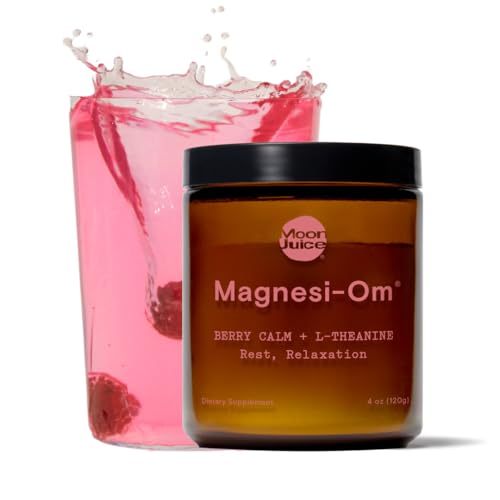 Moon Juice - Magnesi-Om, Berry - Jar (30 Servings) - Support Brain Health & Rest - Magnesium Powder - L-Theanine - Regularity - Glass Bottle - 100% Traceable - Vegan & Non GMO - 4.2oz