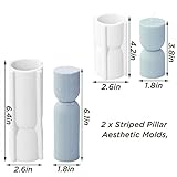 LSLEVA 2 Pack Cylindrical Tall Pillar Silicone Molds, DIY Ribbed Twist Molds for Candle Making, Geometric Abstract Decorative Striped Aroma Gypsum Molds for Home Decor Art Crafts