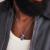 MVMT Men's Jewelry - Fashion Accessory - Stainless Steel Men's Palm Tree Pendant Necklace - Silver/Blue