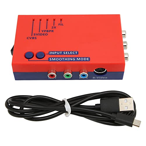 AV to HDMI Adapter for RetroScaler2x Converter, 480P Retro Gaming to TV Adapter for Vic20, Atari2600, Msx, N64, SFC, SuperFamicom, PIAYSATION2, MD1, MD2, C64 (Red)