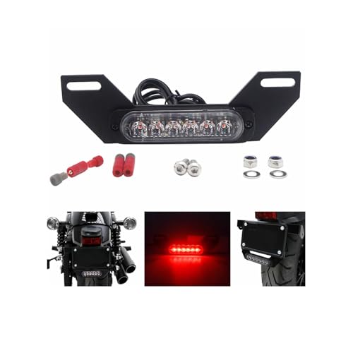 NEOCHIAEVO Universal LED Motorcycle B6 Dual License Plate LED Brake Light ATV Burst Flash Tail Stop Lamp Auxiliary Lights Taillight